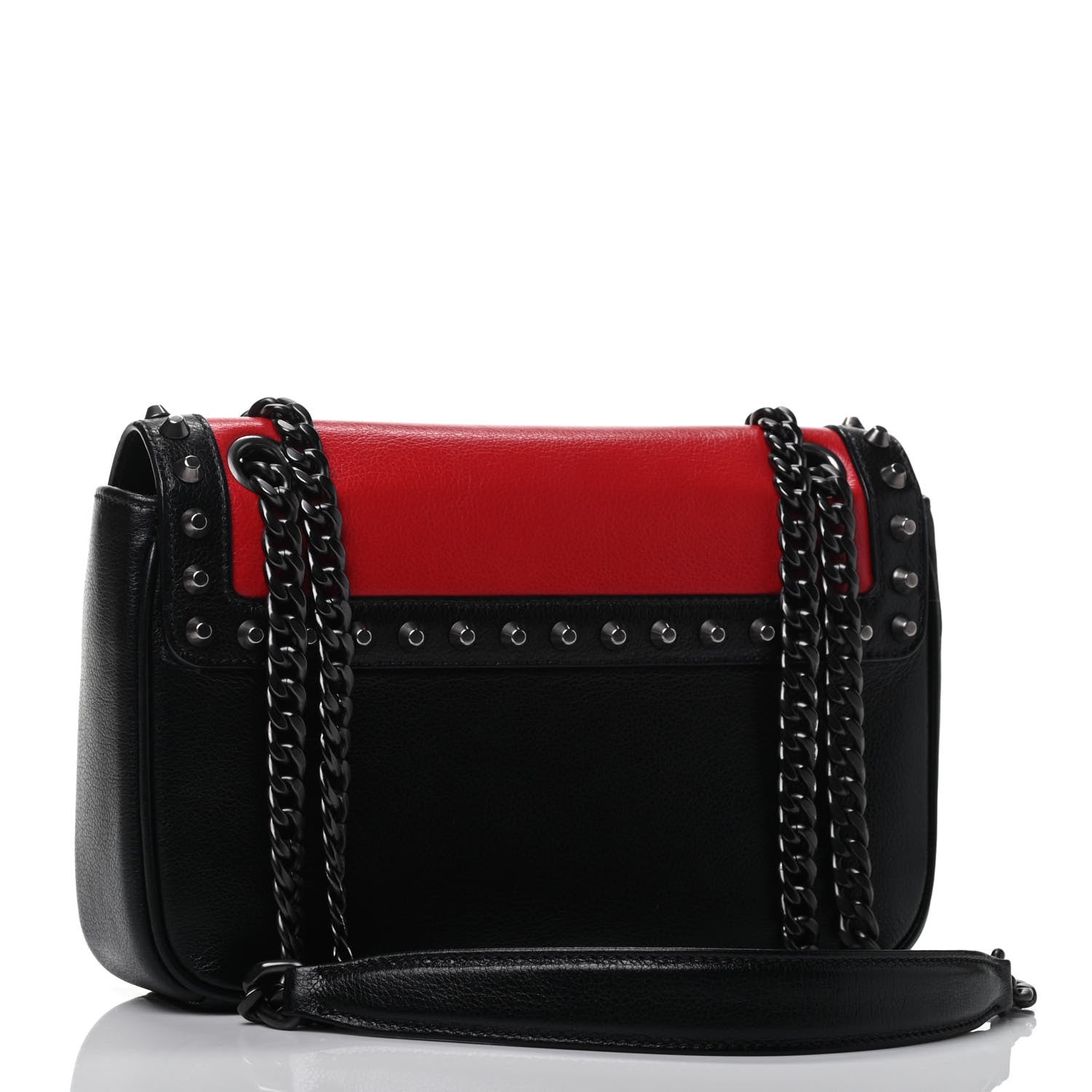 Prada Glace Calfskin Studded Crossbody Fuoco Black 2 of 4