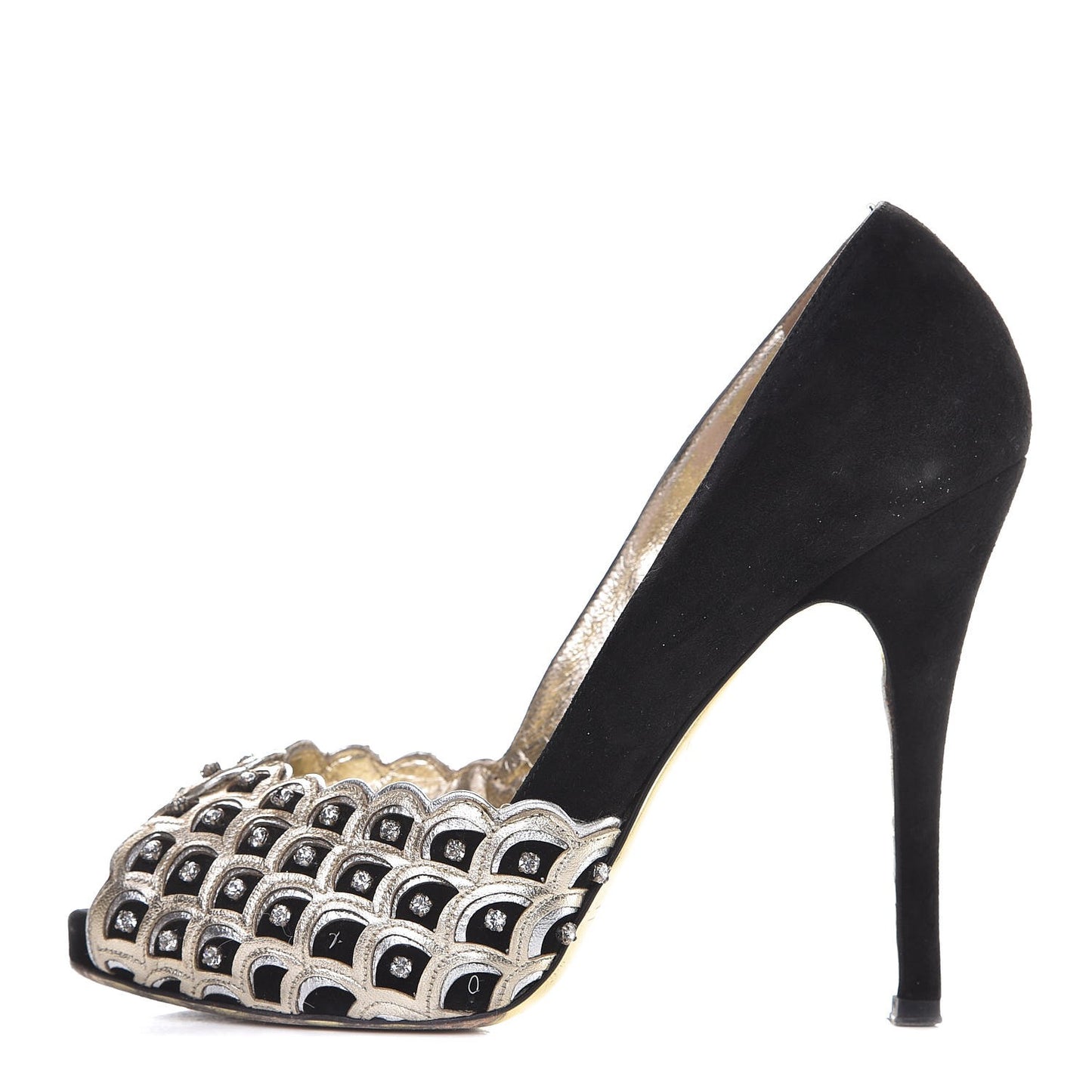 Suede Crystal Pumps 37 Black