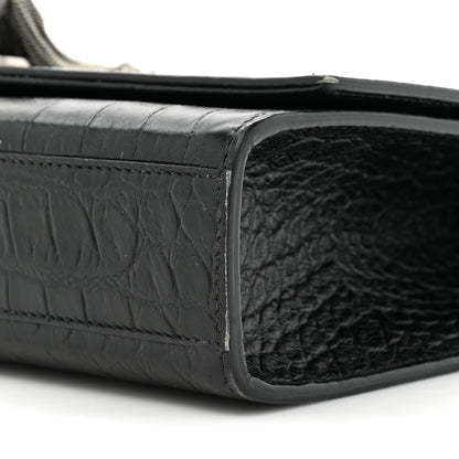 Saint Laurent Calfskin Crocodile Embossed Medium Classic Monogram Kate Tassel Satchel Black 7 of 17
