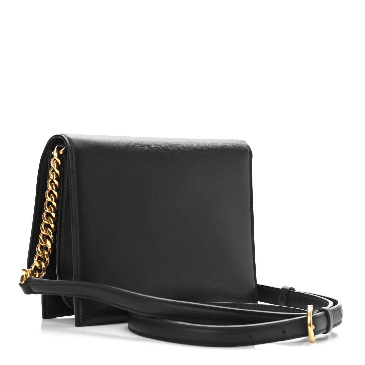 Salvatore Ferragamo Calfskin Trifolio Flap Shoulder Bag Black 3 of 10