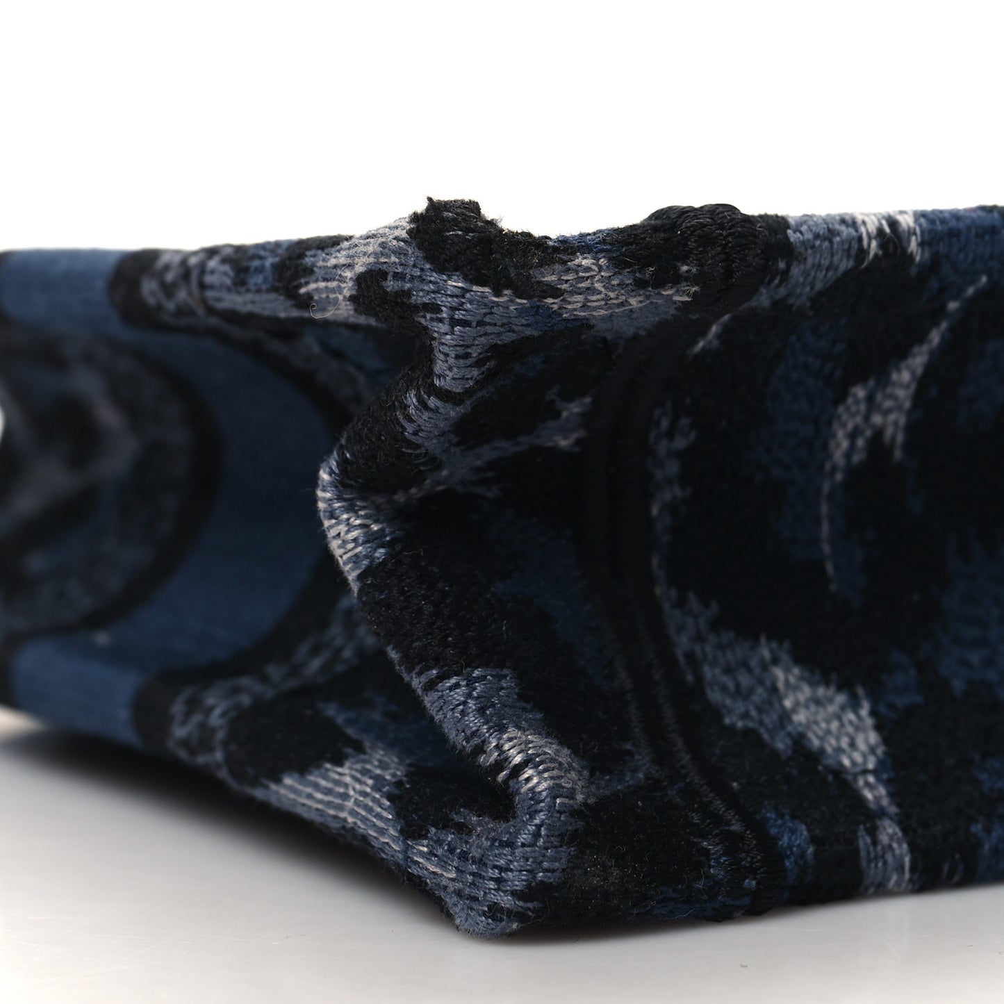 Canvas Mizza Embroidered Mini Leopard Book Tote Blue
