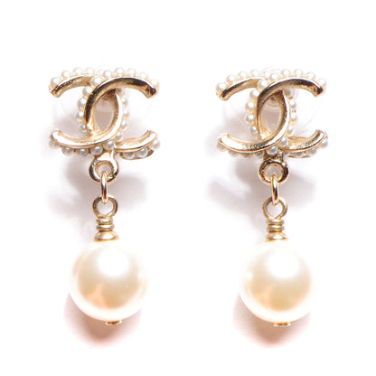 Chanel Pearl CC Drop Earrings Gold 1 of 5