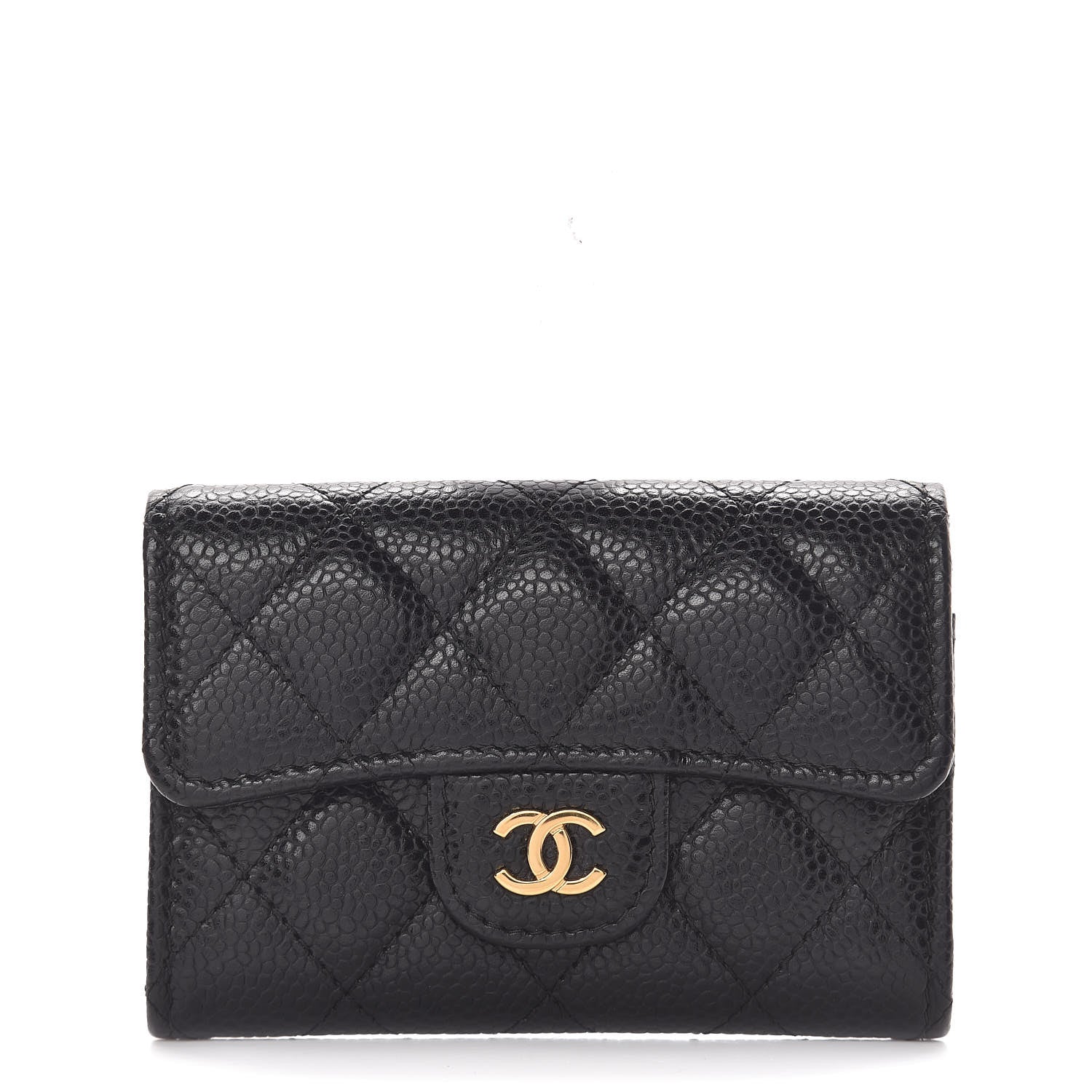 Chanel Caviar Quilted Flap Card Holder Wallet Black 1 of 9
