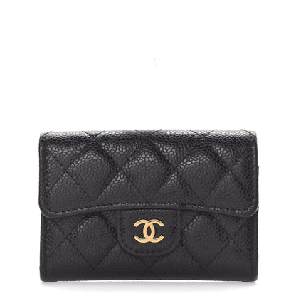 Chanel Caviar Quilted Flap Card Holder Wallet Black 1 of 9