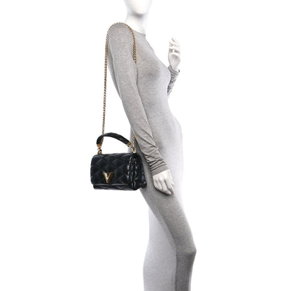 Louis Vuitton Lambskin Malletage Top Handle GO-14 MM Black 2 of 10