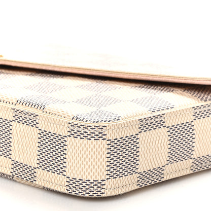 Louis Vuitton Damier Azur Pochette Felicie Chain Wallet Rose Ballerine 10 of 10