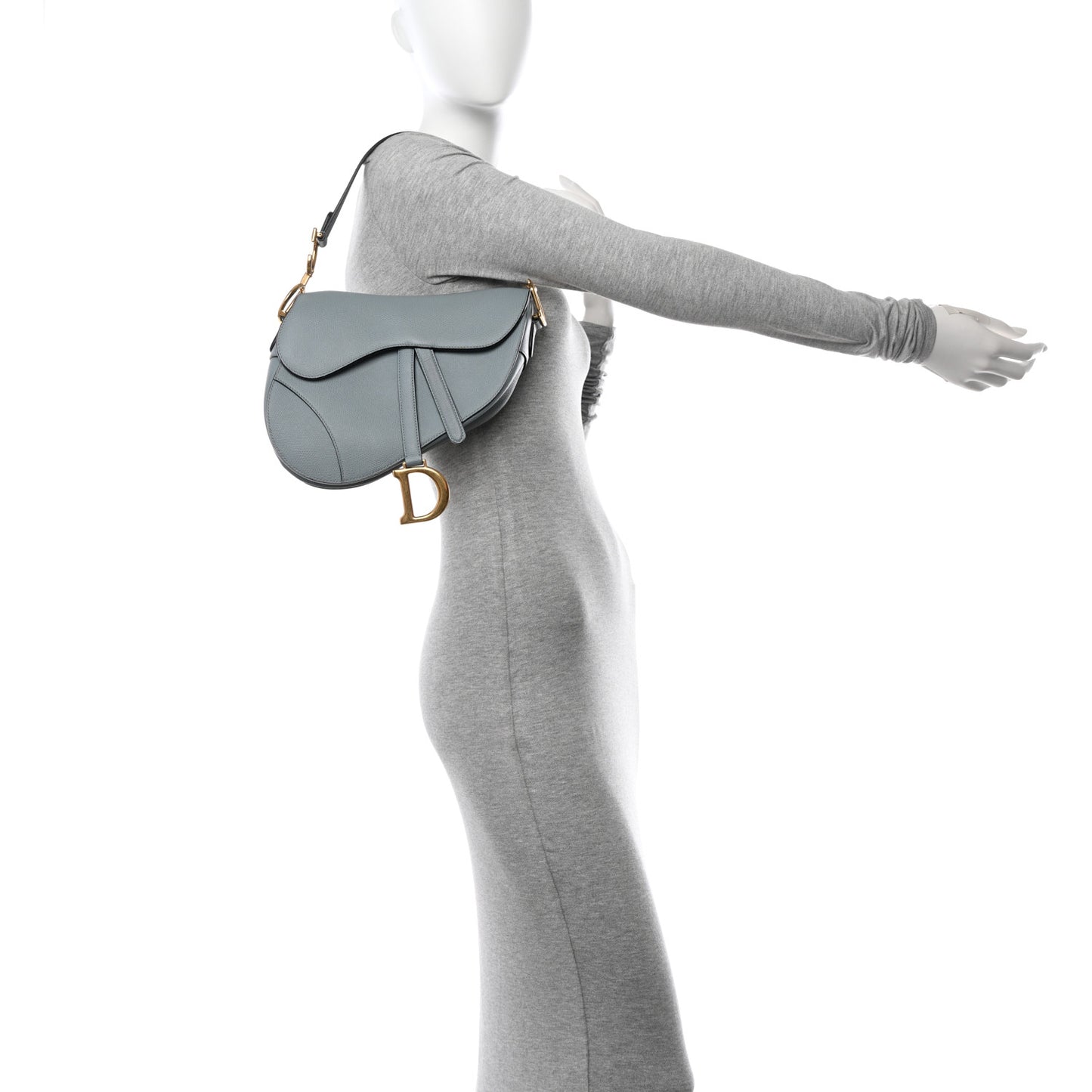 Grained Calfskin Saddle Bag Sky Blue