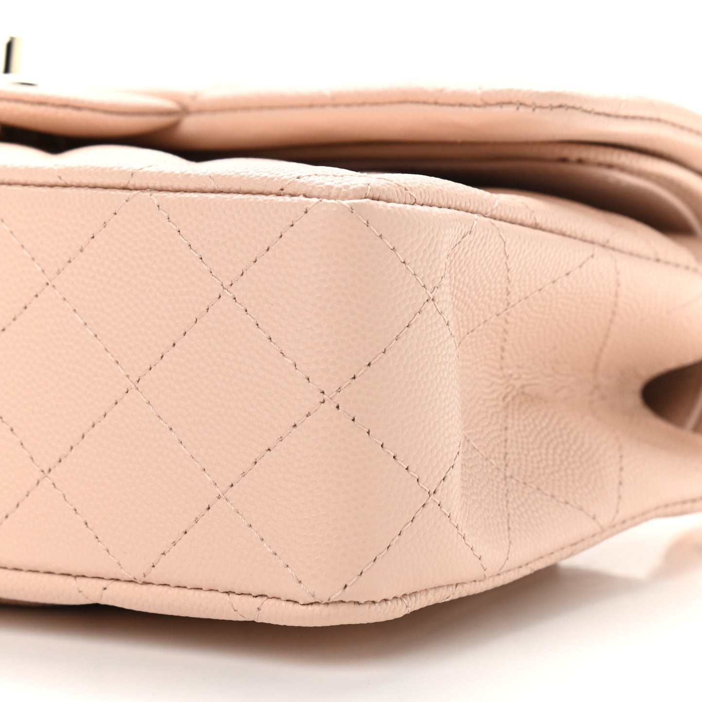 Caviar Quilted Small Double Flap Beige