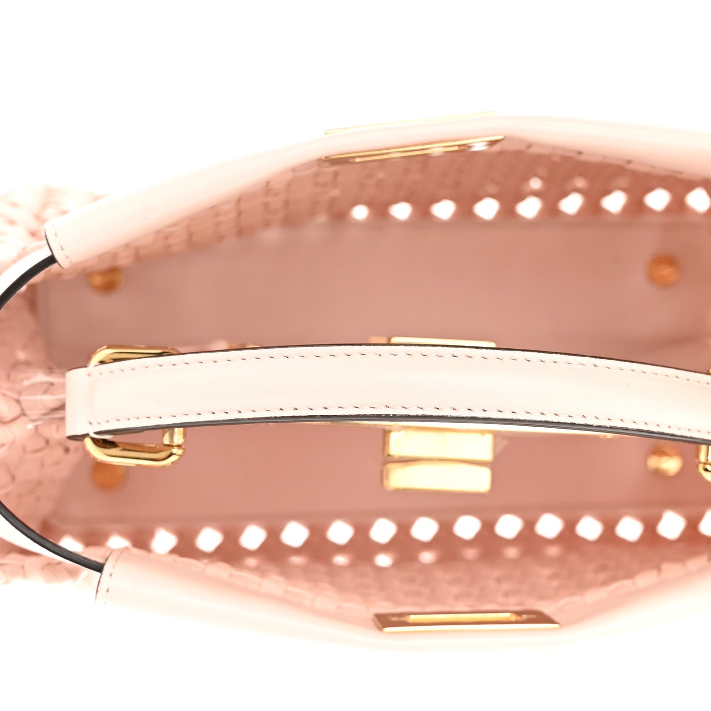 Nappa Woven Mini Peekaboo Iconic Satchel Rosa Confetto