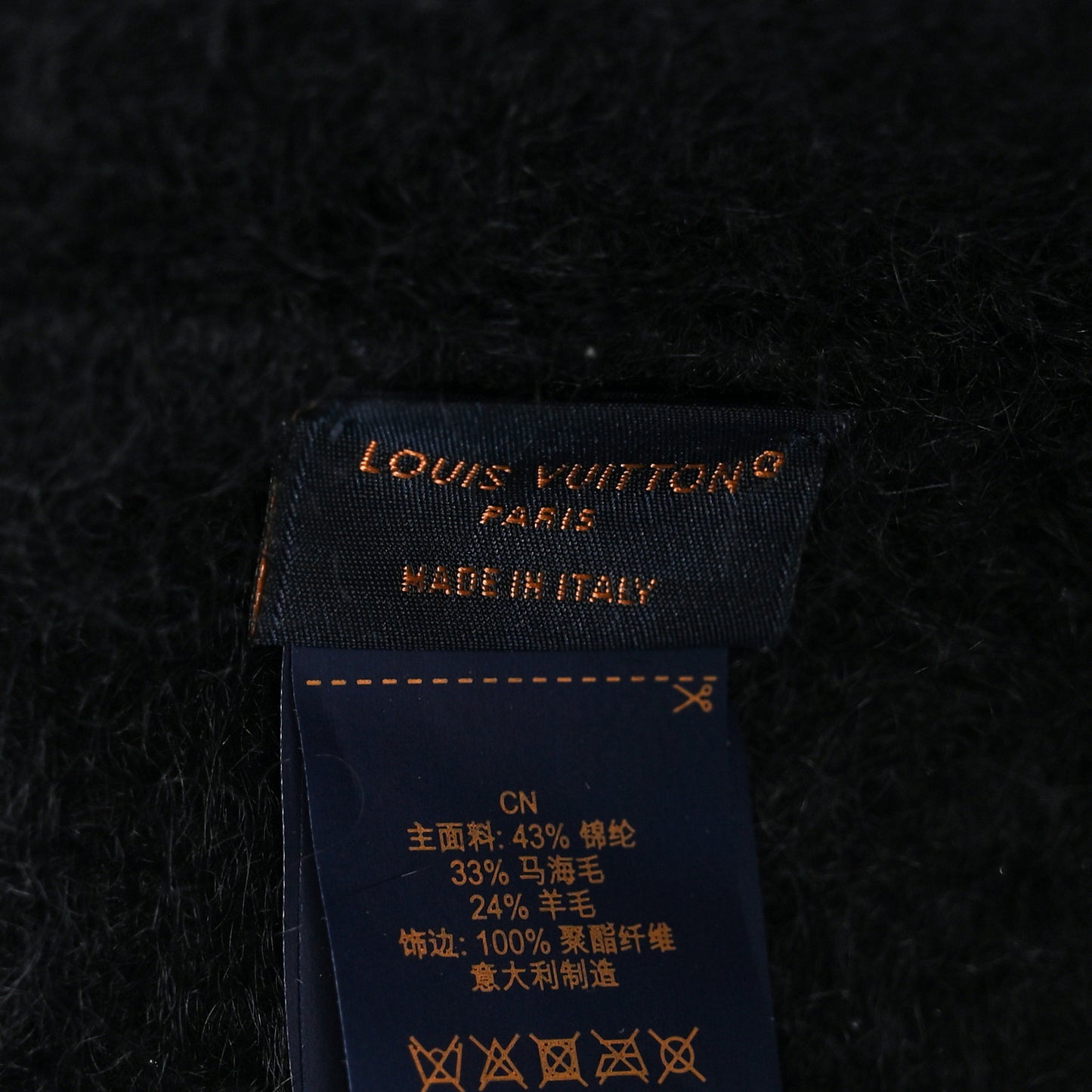Mohair Wool LV Fluffy Hat Black