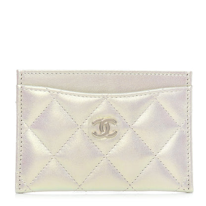 Chanel Iridescent Lambskin Quilted Card Holder Ivory 1 of 8