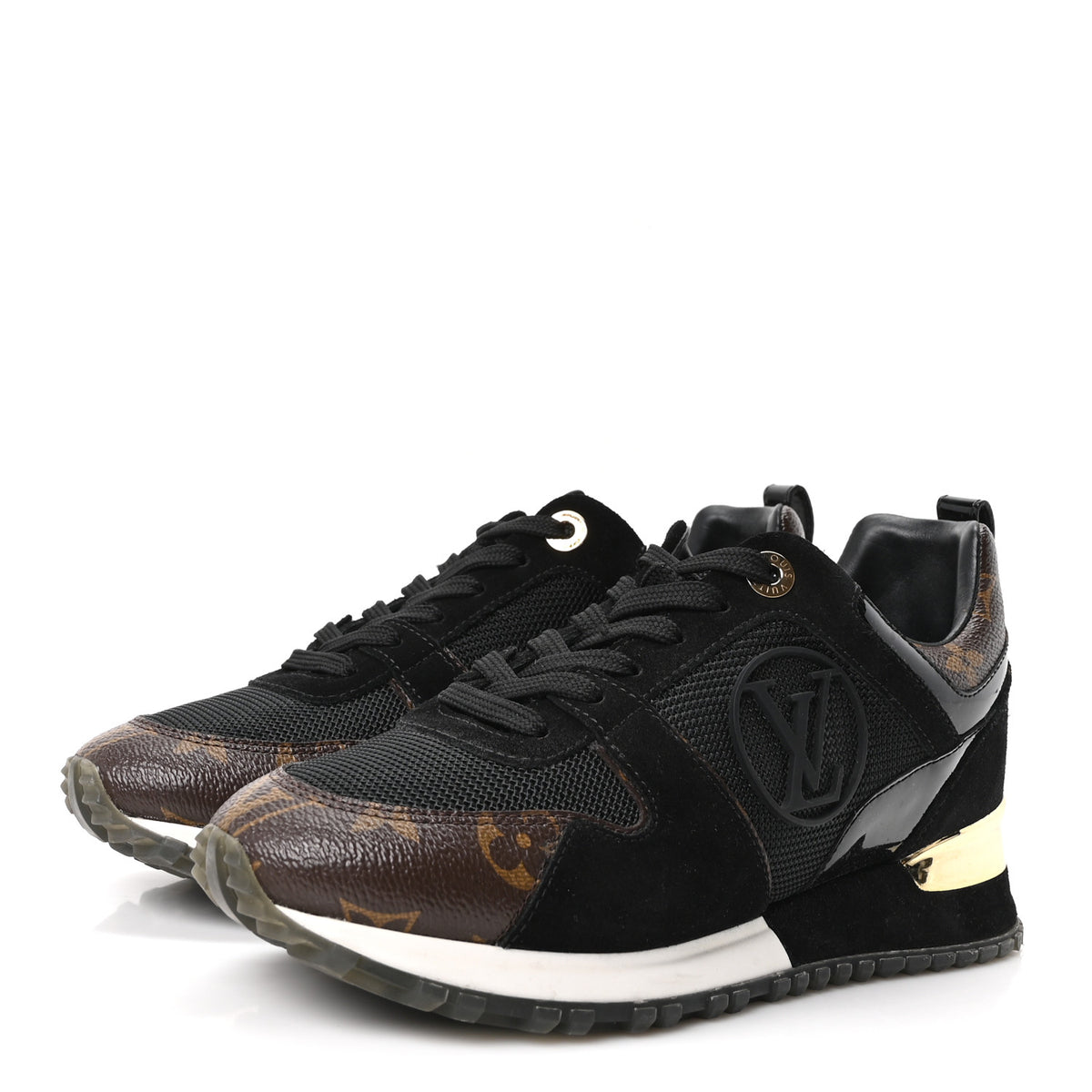 Suede Monogram Run Away Sneakers 35 Black