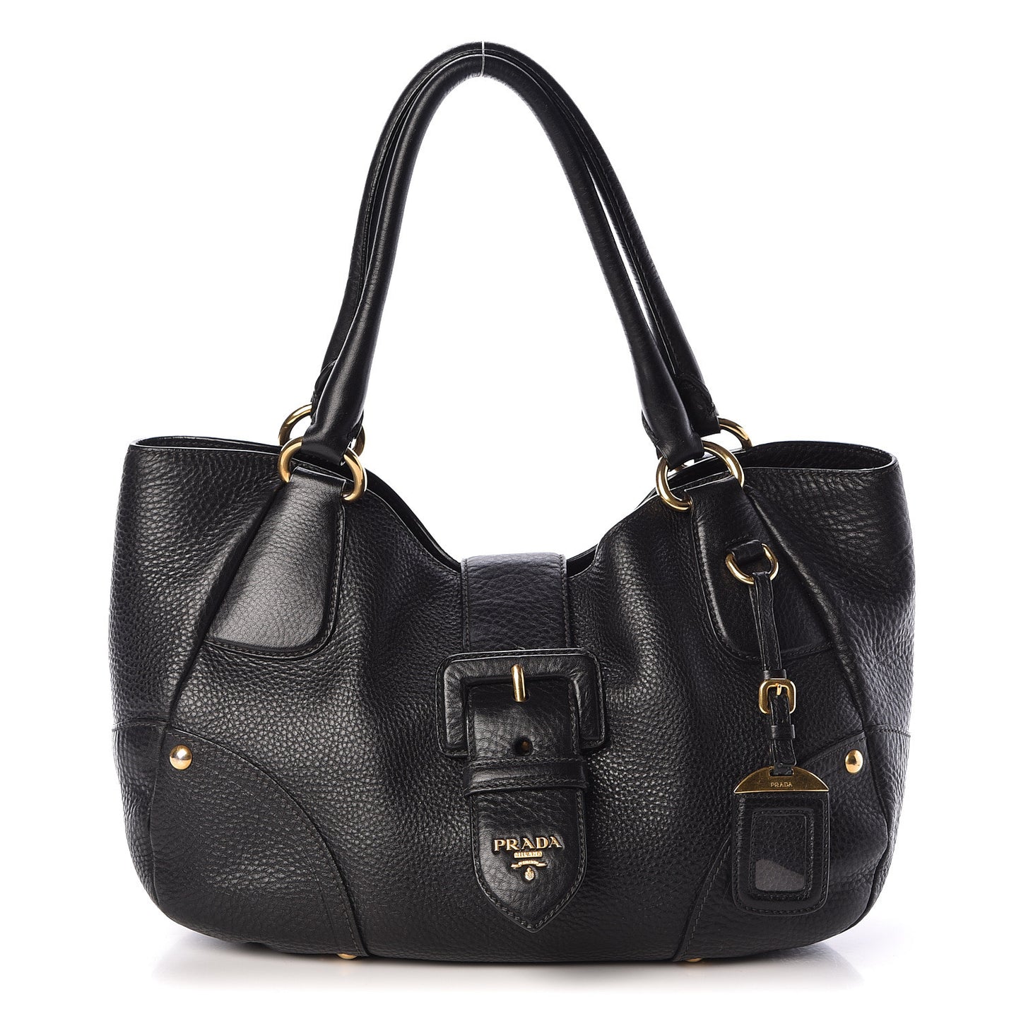 Vitello Daino Buckle Tote Black