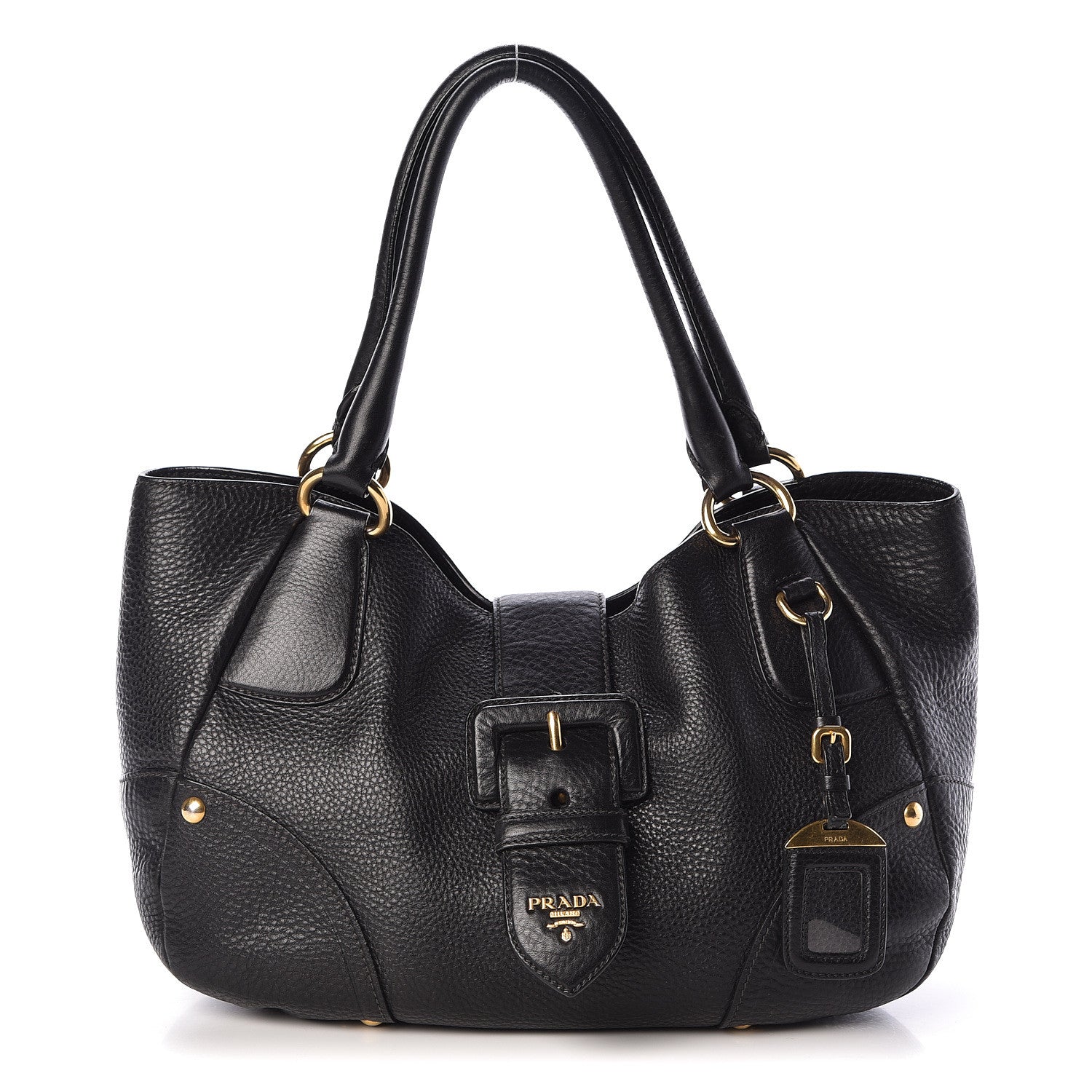 Prada Vitello Daino Buckle Tote Black 1 of 12