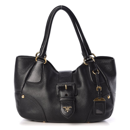 Prada Vitello Daino Buckle Tote Black 1 of 12