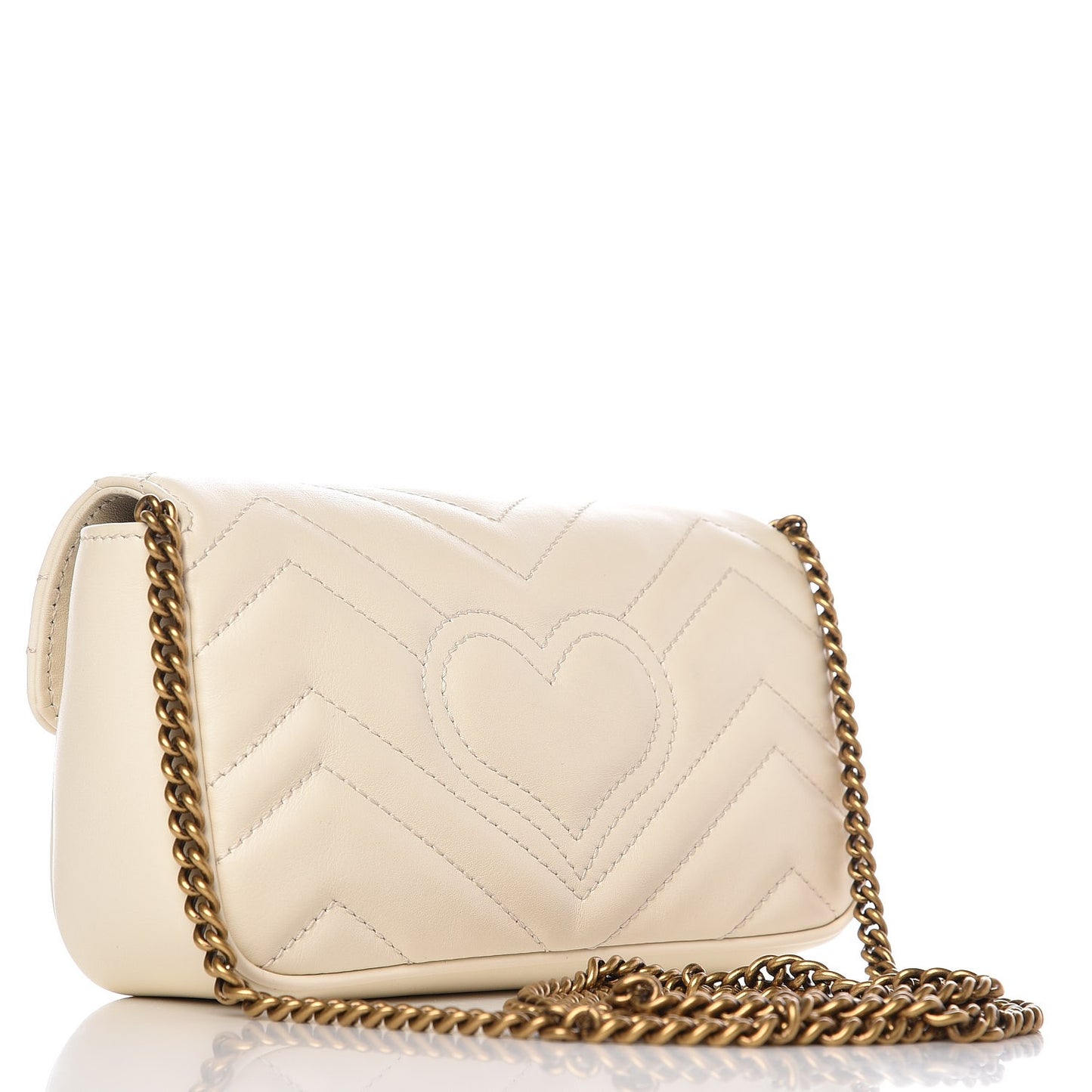 Calfskin Matelasse Super Mini GG Marmont Shoulder Bag White