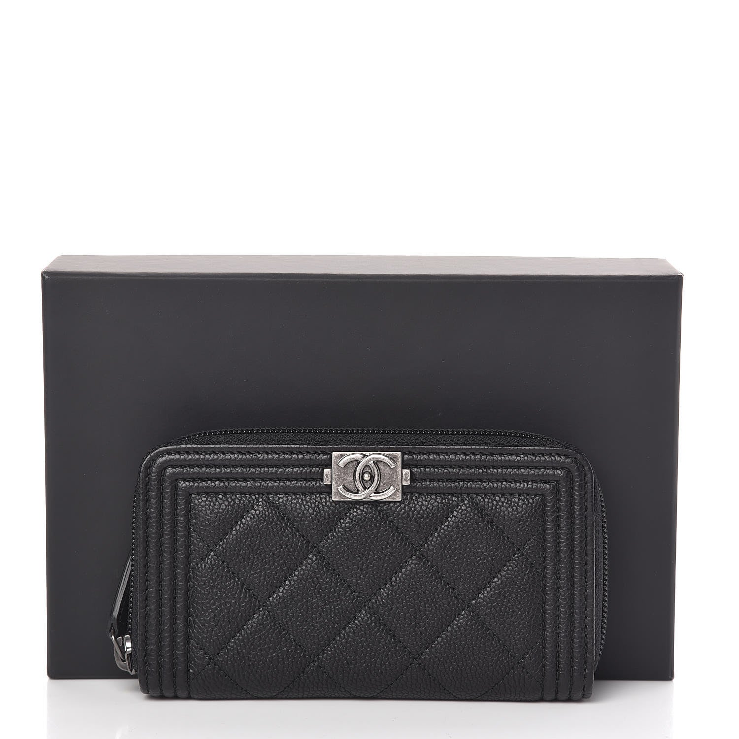 Chanel Caviar Quilted Small Boy Zip Around Wallet Black 11 of 11