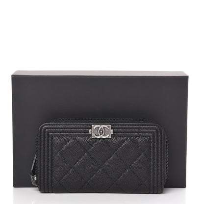 Chanel Caviar Quilted Small Boy Zip Around Wallet Black 11 of 11