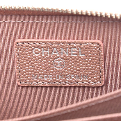 Chanel Metallic Caviar Chevron Quilted Vintage Mademoiselle Zip Coin Purse Pink 5 of 7
