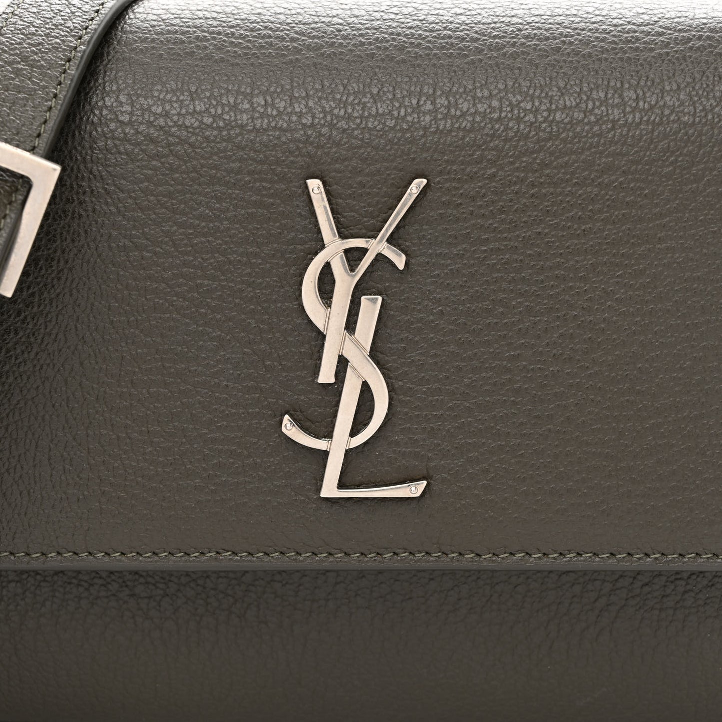 Grained Calfskin Medium Monogram Sunset Satchel Dark Green