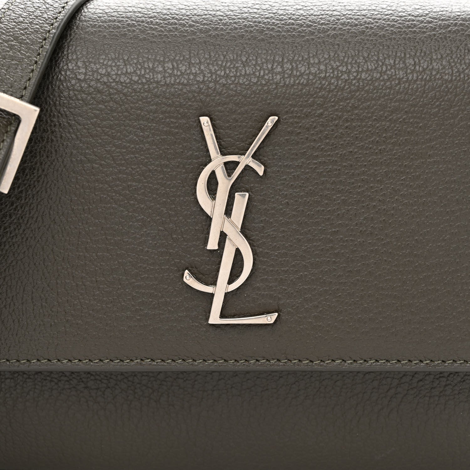 Saint Laurent Grained Calfskin Medium Monogram Sunset Satchel Dark Green 8 of 10