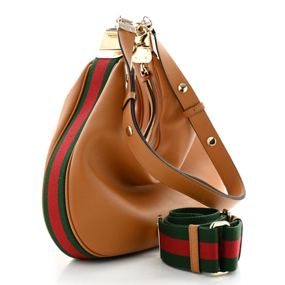 Gucci Aria Calfskin Web Large Attache Shoulder Bag Dark Orange 3 of 10