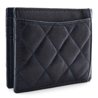 Chanel Caviar Quilted Bi-Fold Wallet Dark Blue 3 of 10