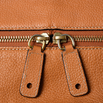 Alexander McQueen Pebbled Calfskin Large Skull Padlock Zip Around Tote Camel 17 of 19