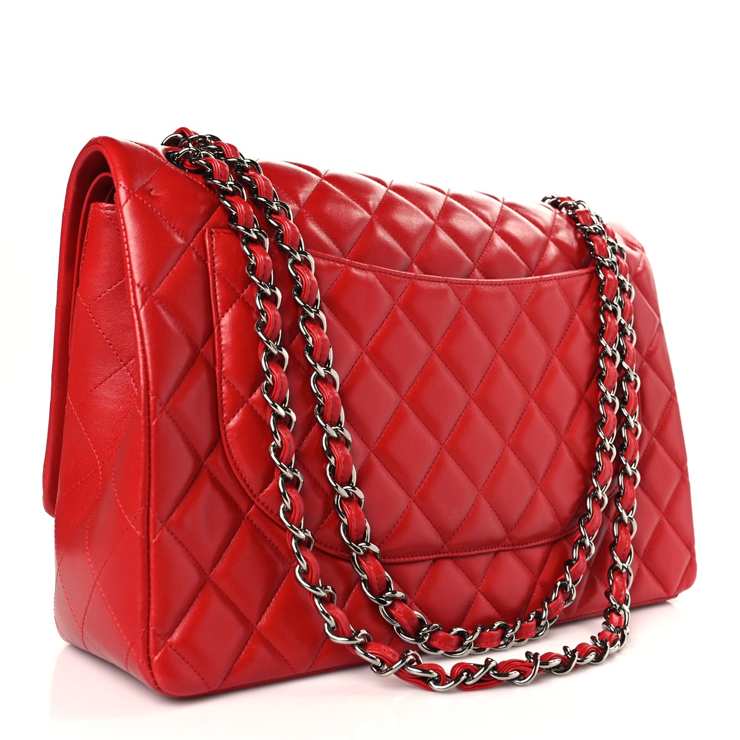 Lambskin Quilted Maxi Double Flap Red