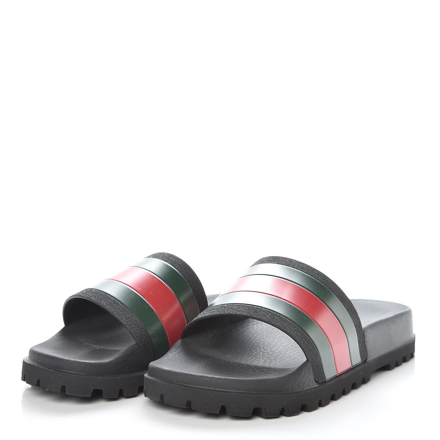 Rubber Web Mens Lug Sole Slide Sandals 7 Black Green Red