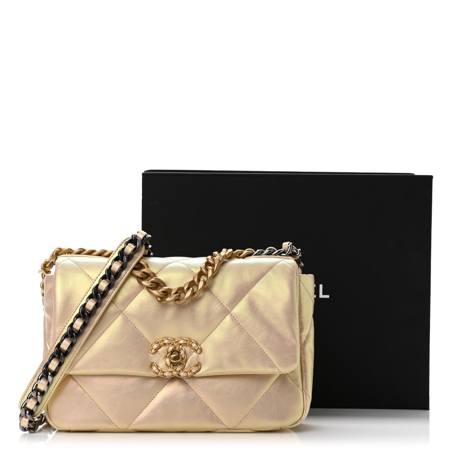 Chanel Iridescent Lambskin Quilted Medium Chanel 19 Flap Pink 11 of 11