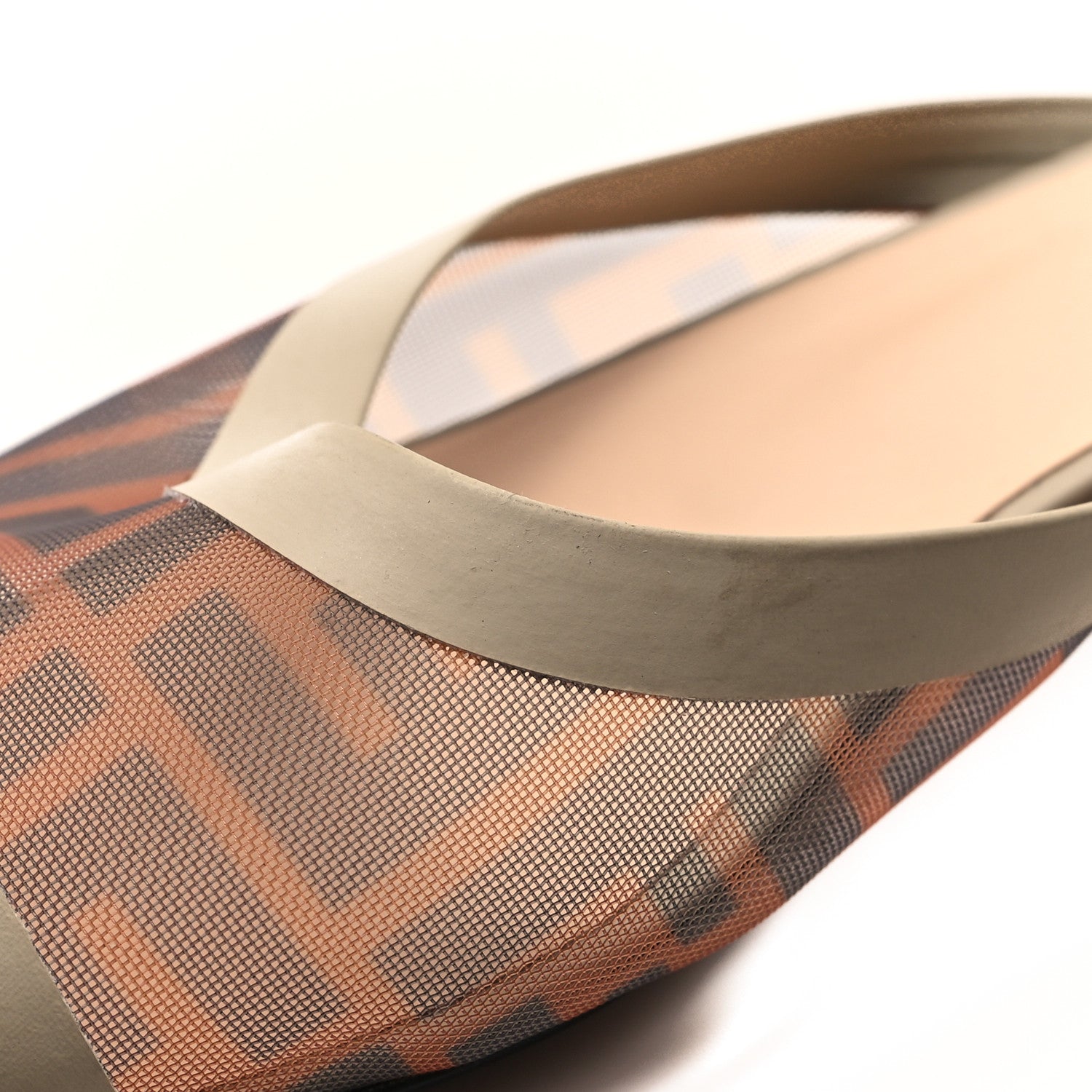 Fendi Technical Mesh Vitello FF Colibri Flat Mules 39 Tobacco Moro Camelia 9 of 10