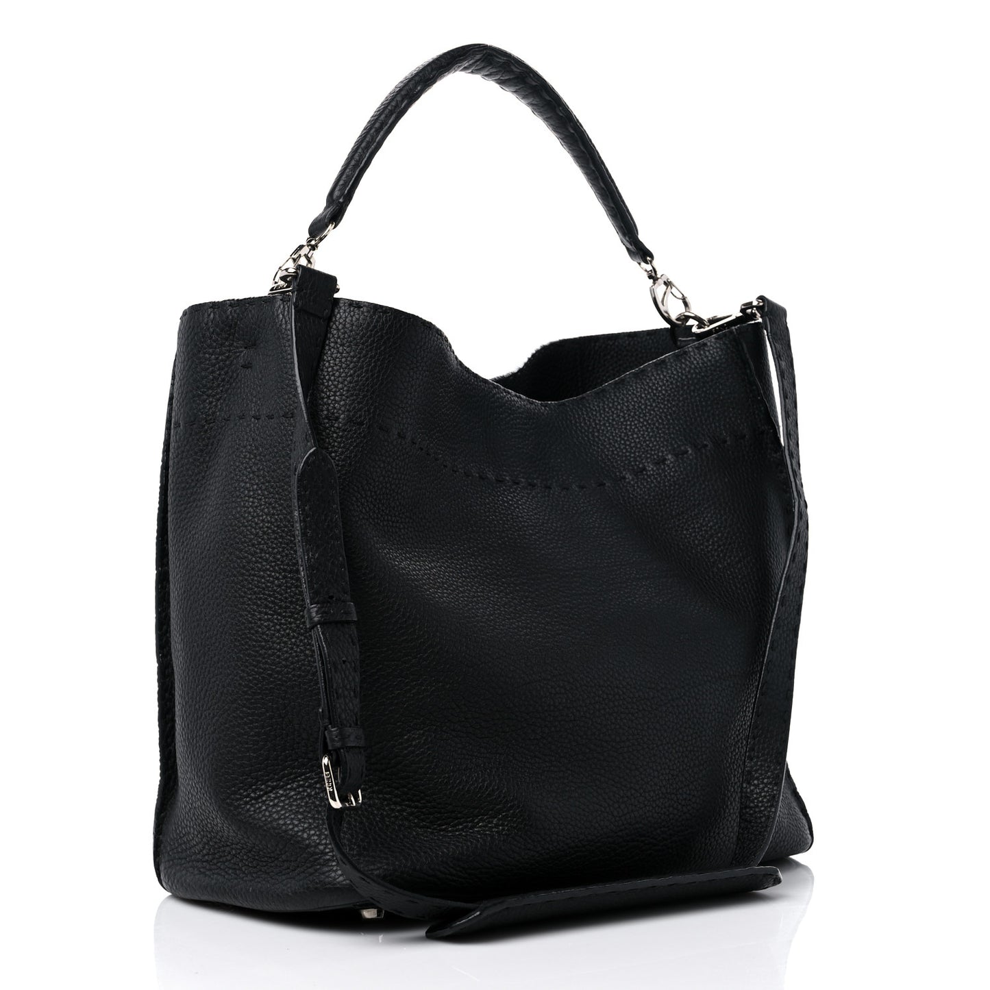 Cuoio Romano Selleria Large Anna Bucket Bag Black