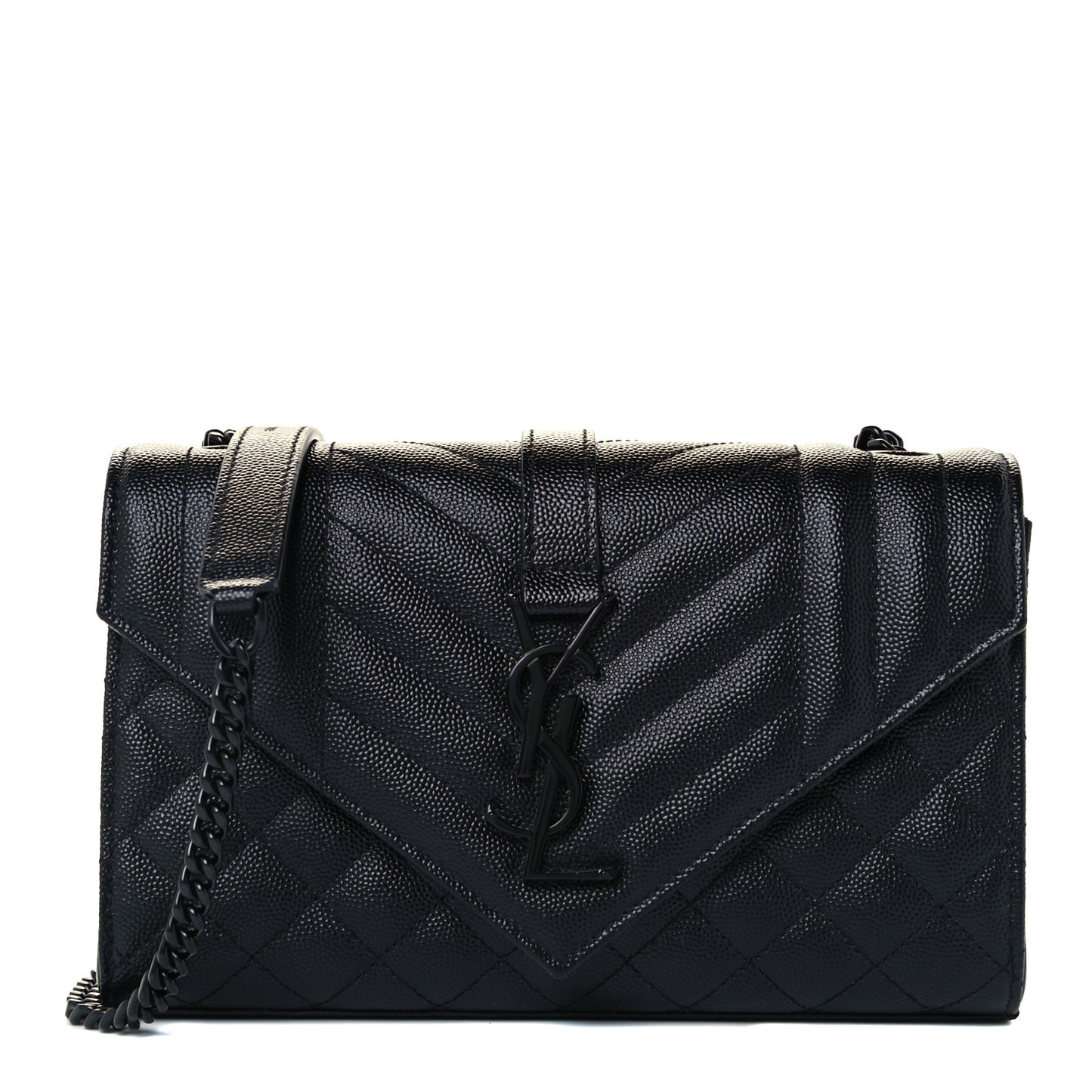 Grain De Poudre Textured Mixed Matelasse Triquilt Small Monogram Satchel Black