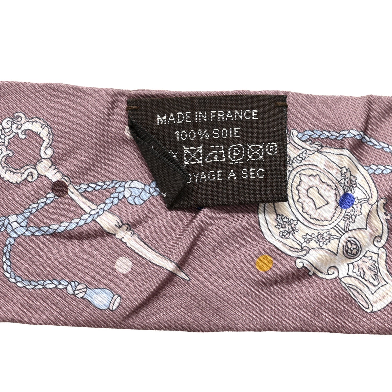 Hermes Silk Les Cles A Pois Twilly Marron Glace Gris 3 of 4