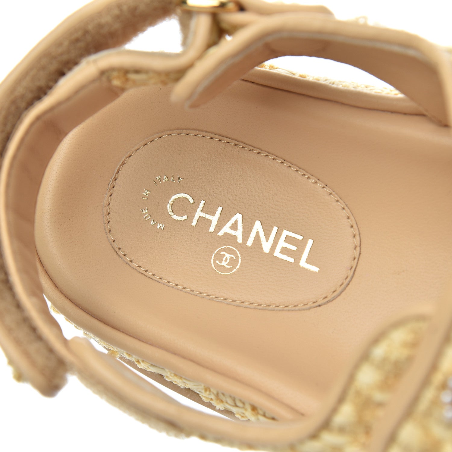 Chanel Braided Fabric Velcro Dad Sandals 38 Beige 6 of 11