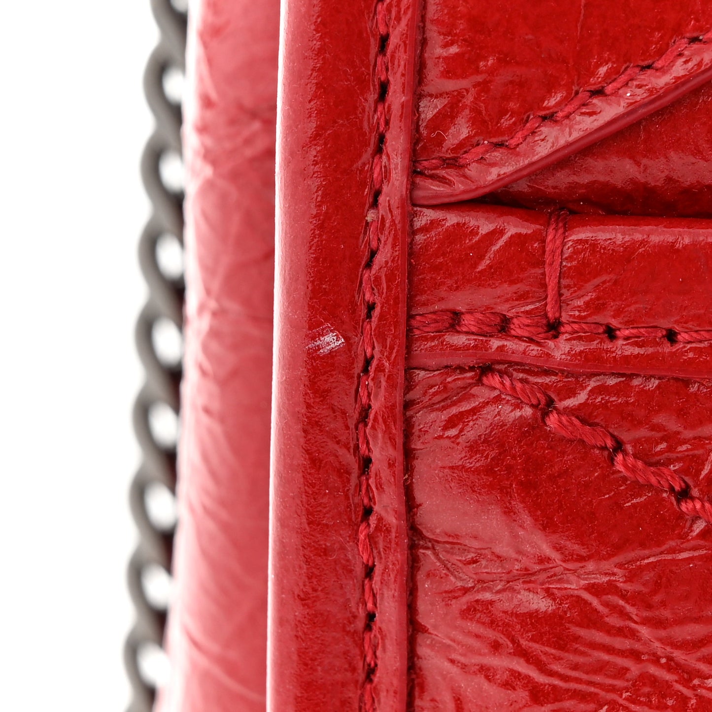 Crinkled Calfskin Matelasse Monogram Baby Niki Chain Satchel Rouge Eros