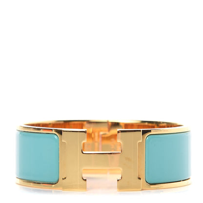 Hermes Enamel Wide Clic Clac H Bracelet PM Bleu Atoll 1 of 6