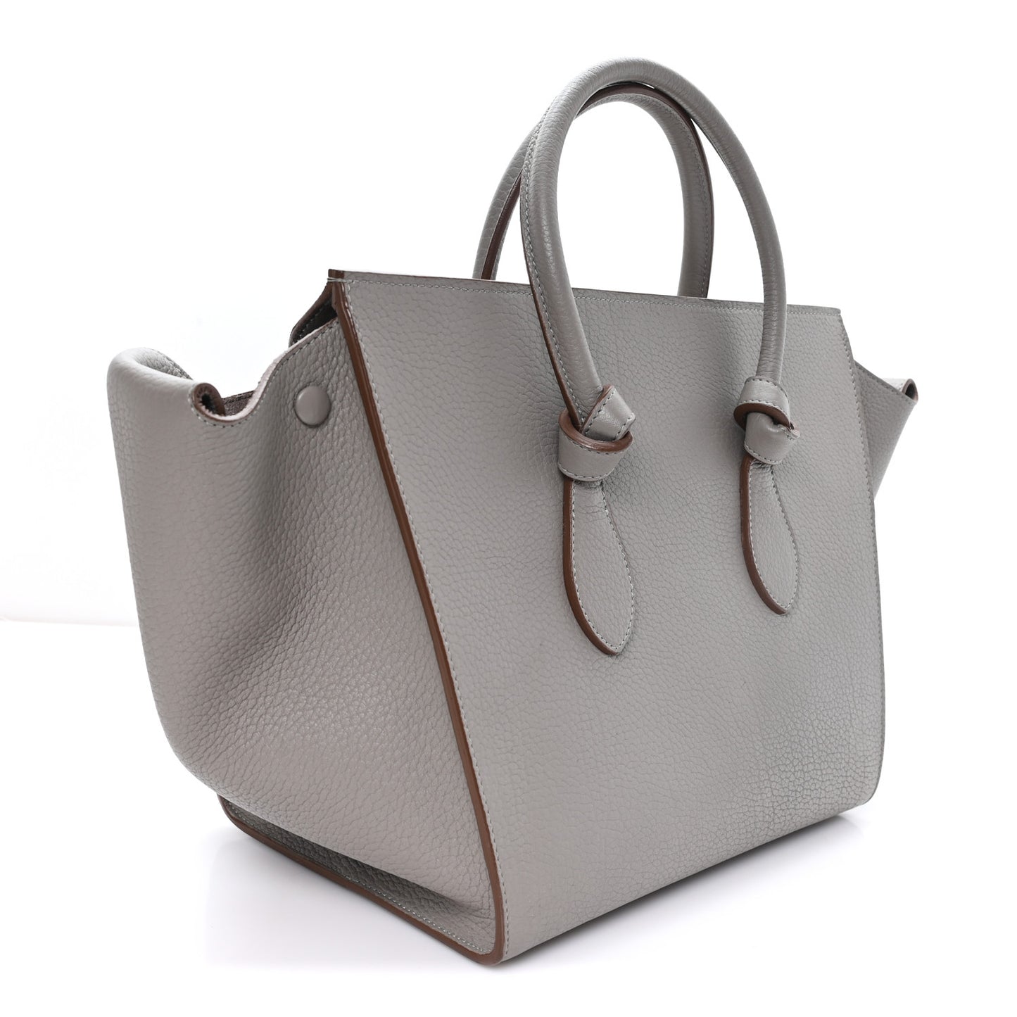 Crisped Calfskin Small Tie Knot Tote Medium Grey