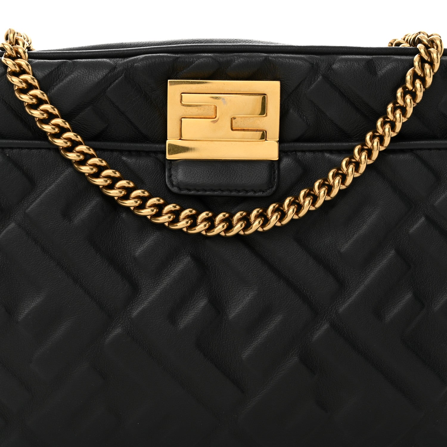 Fendi Nappa FF 1974 Diagonal Embossed Upside Down Belt Bag Black 9 of 12