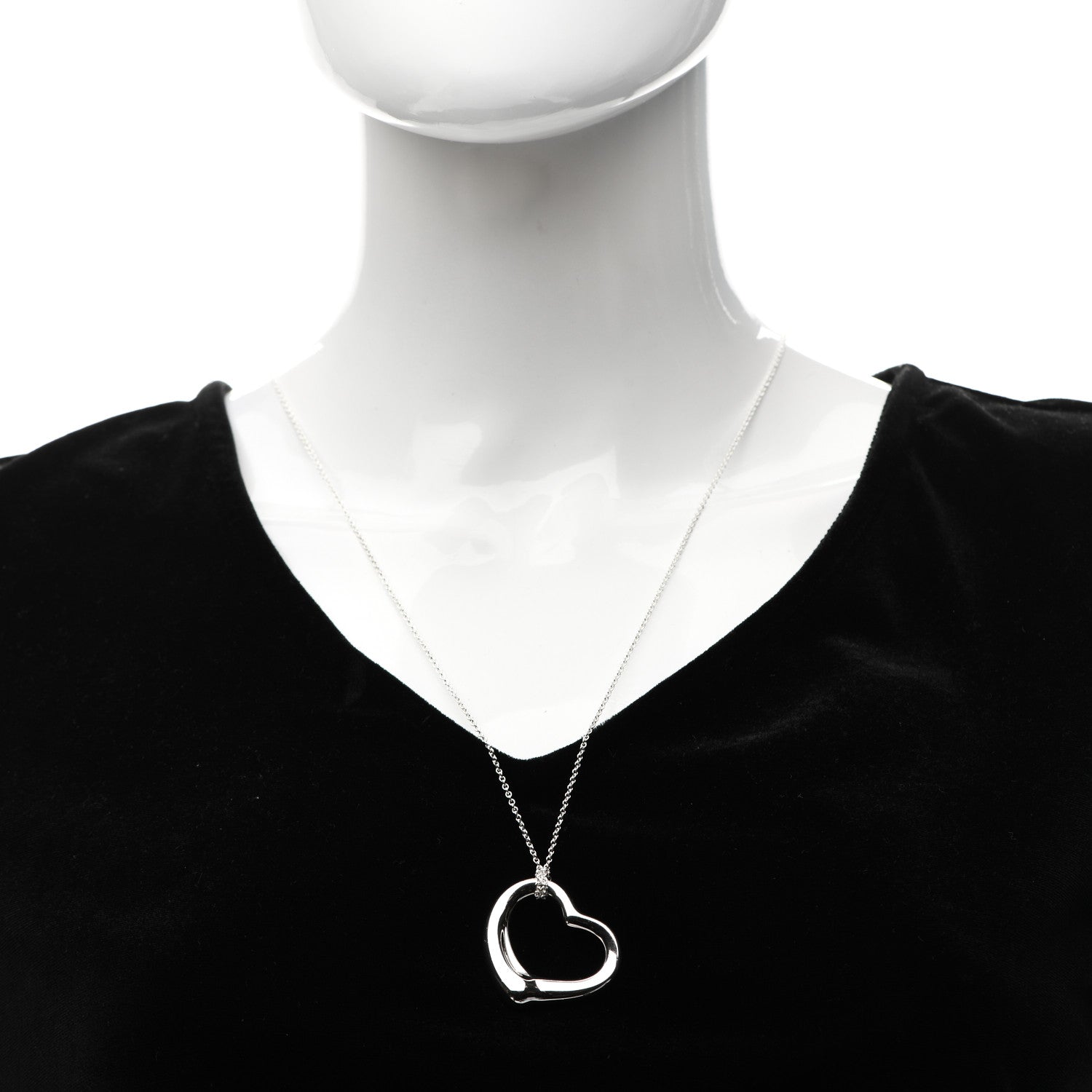 Tiffany Sterling Silver 36mm Elsa Peretti Open Heart Pendant Necklace 2 of 5