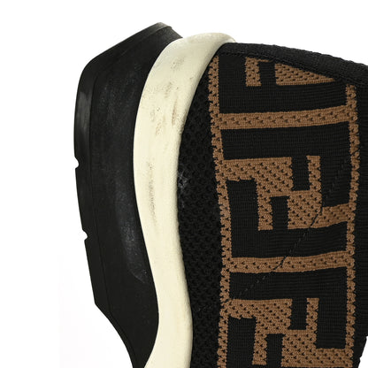 Fendi Stretch Yarn FF Stiff Band Rockoko Sneakers 37.5 Black White Tobacco 8 of 9