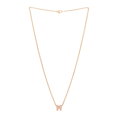 Hermes Lacquered Rose Gold Mini Pop H Pendant Necklace Rose Dragee 2 of 5