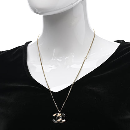 Chanel Enamel CC Pendant Necklace Black Light Gold 1 of 5