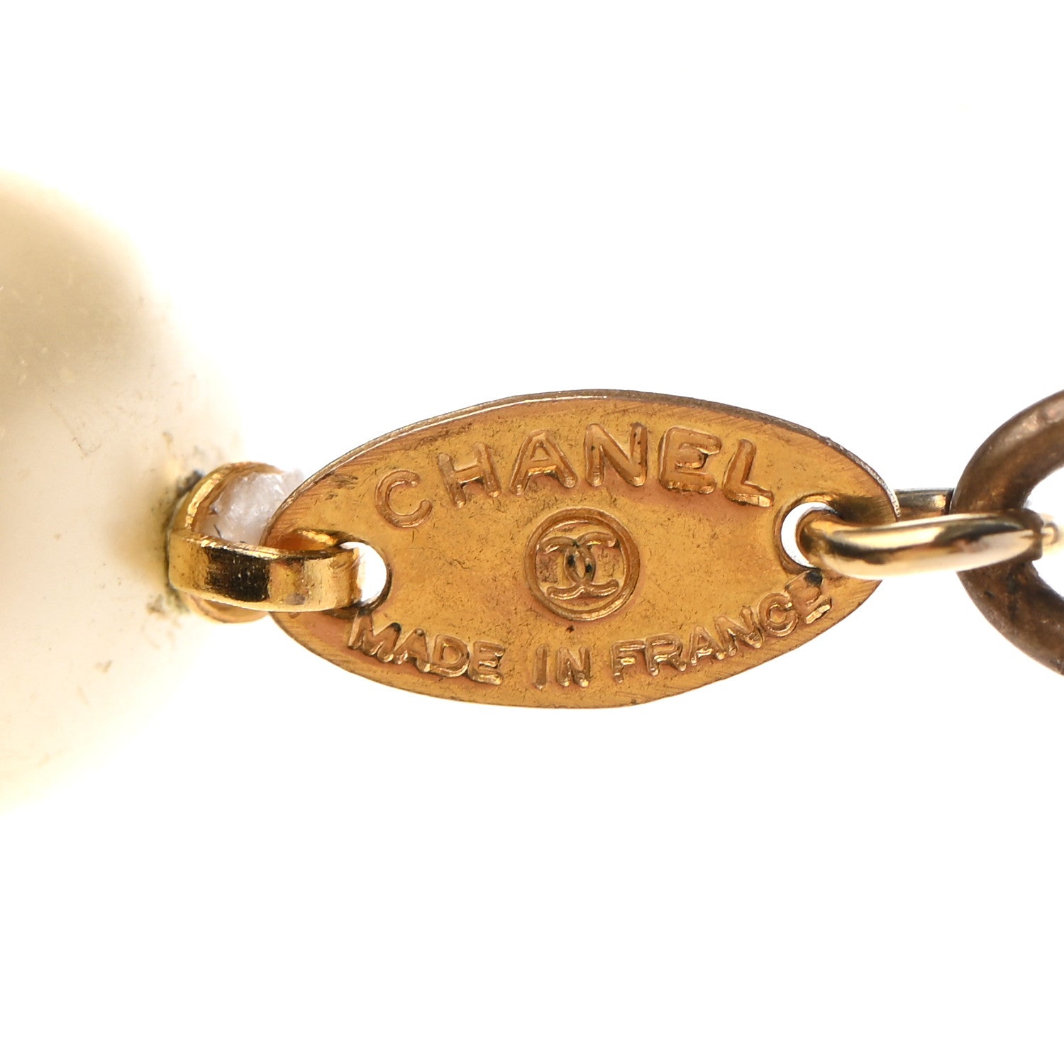 Chanel Pearl Crystal Short Necklace Gold 4 of 10