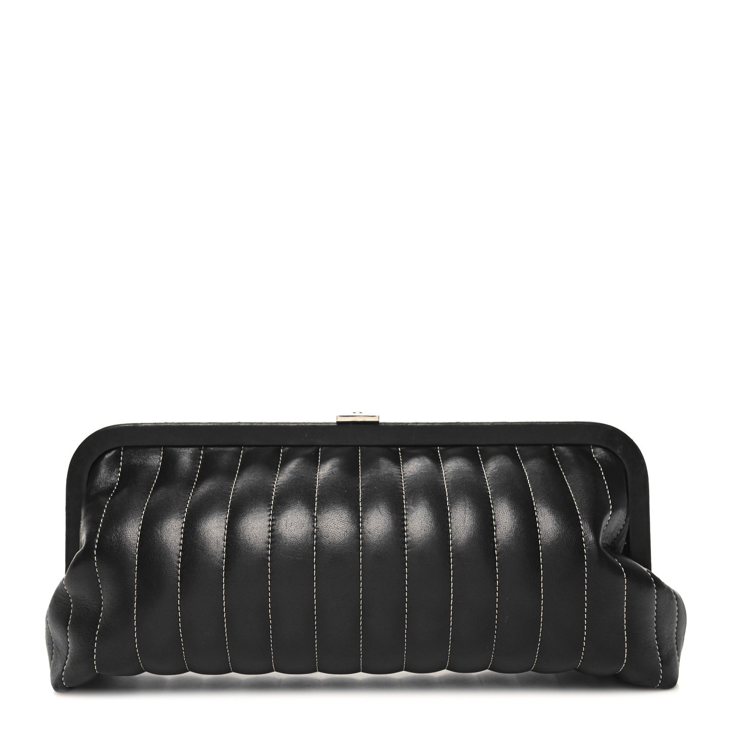 Lambskin Vertical Quilted Mademoiselle Clutch Black