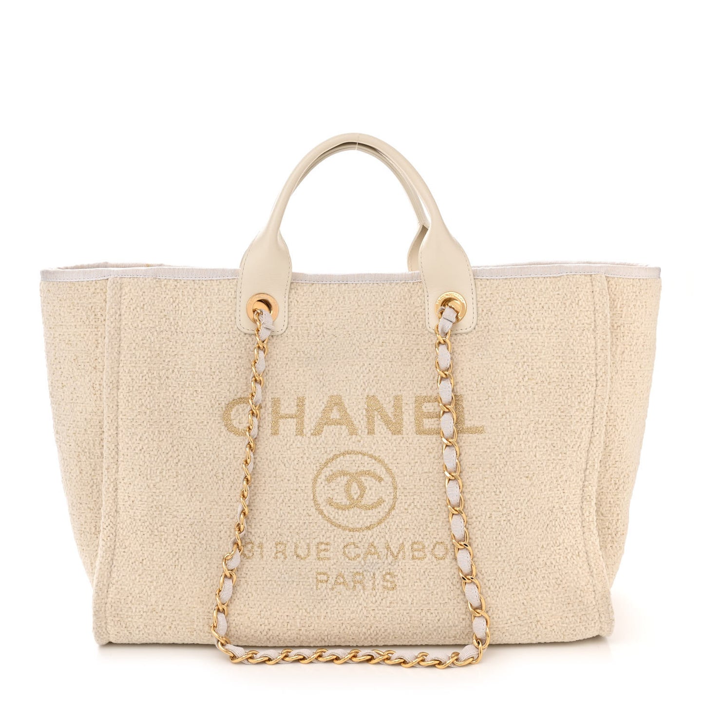 Lurex Boucle Medium Deauville Tote White