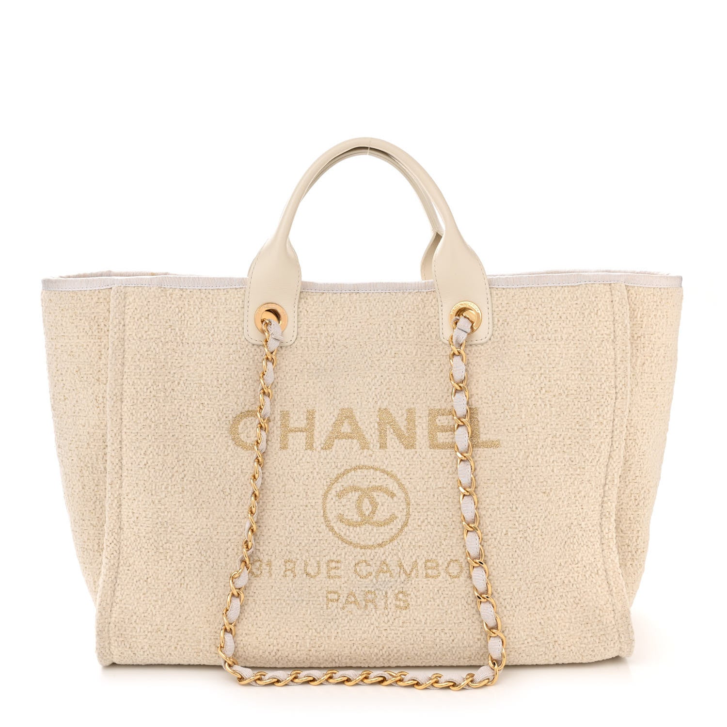 Chanel Lurex Boucle Medium Deauville Tote White 1 of 9