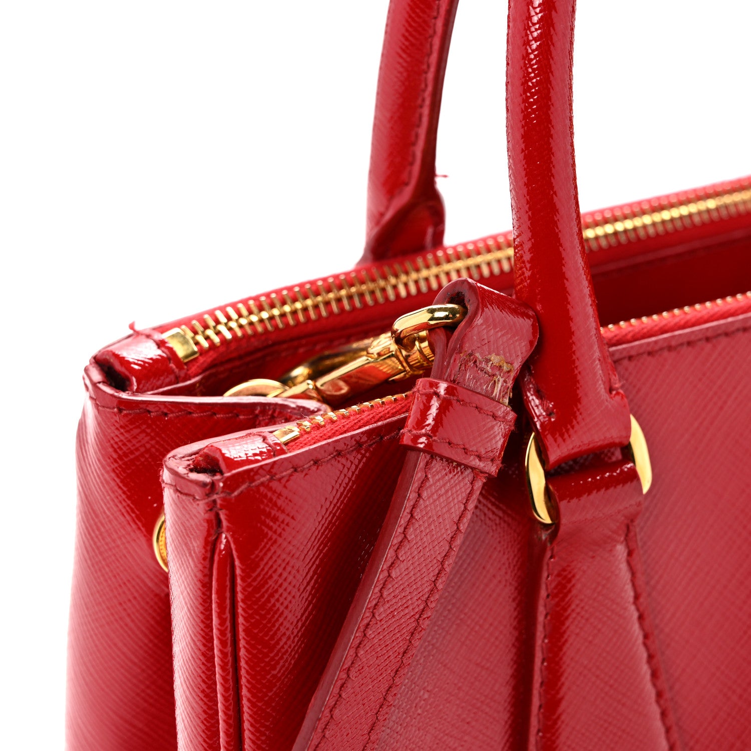 Prada Saffiano Vernice Galleria Double Zip Tote Rosso 1894327