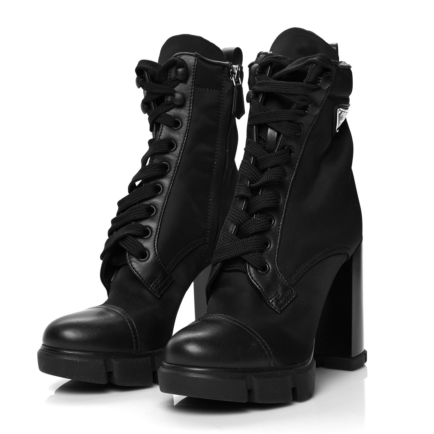 Spazzolato Re-Nylon Metal Triangle Logo 110mm Ankle Boots 36 Black